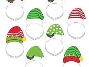 Adult Women's Santa Hat Headbands 8ct Multi-Colored