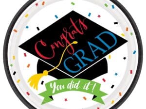 Amscan 100 Percent Done Graduation Paper Plates, 9", Multicolor, Pack of 60 Plates