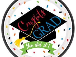 Amscan 100 Percent Done Graduation Paper Plates, 7", Multicolor, Pack of 60 Plates