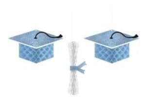 Glitter Powder Blue Graduation Honeycomb Decorations 3ct