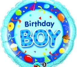 70373 18 in. Birthday Boy Blue Round Foil Balloon - Pack of 5