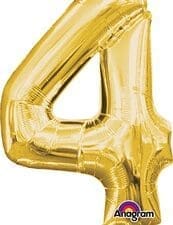 16 in. Number 4 Gold Shape Air Fill Foil Balloon