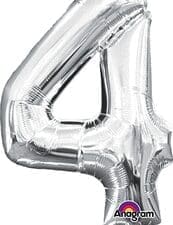 16 in. Number 4 Silver Shape Air Fill Foil Balloon
