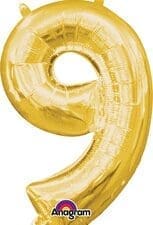 16 in. Number 9 Gold Shape Air Fill Foil Balloon