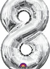 16 in. Number 8 Silver Shape Air Fill Foil Balloon