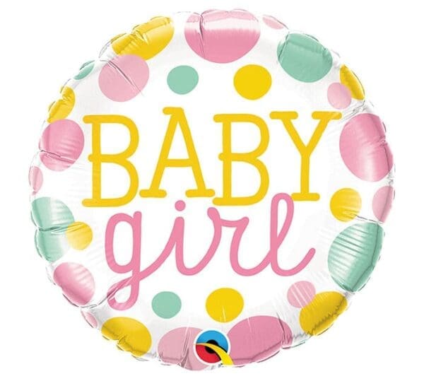 18 in. Baby Girl Dots Flat Foil Balloon