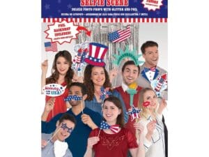Amscan Patriotic Selfie Scene 21-Piece Photo Prop Kit, Multicolor