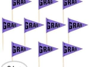 Purple Graduation Flag Picks 36ct