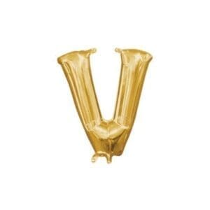 A3-3055 16 in. Letter V Balloon, Gold