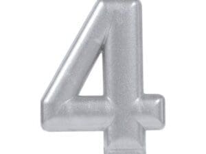 Silver Number 4 Birthday Candle Party Supplies