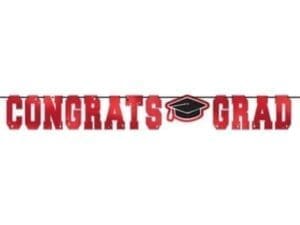 Red Congrats Grad Letter Banner Decorations