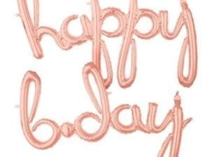 "Happy B-Day" Cursive Balloon Banner, 76" X 27", Rose Gold