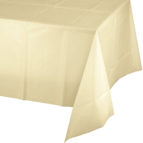 Touch of Color Plastic Tablecover, 54" X 108", Ivory, 1 Ct