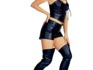 Faux Leather Black Thigh High Boot Tops Rubies 862