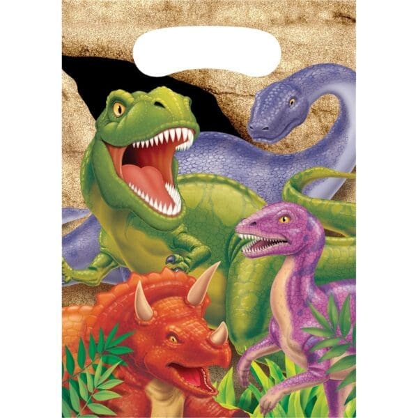 Creative Converting Dino Blast 8 Count Party Favor Loot Bags (1290820) - 085012