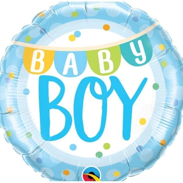 Baby Boy Banner & Dots Round Foil Balloon