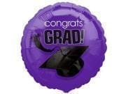 Anagram Congrats Grad School Colors Graduation 18" Foil Balloon, Purple