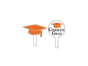 Partypro 053903 Orange Mortar Board Cupcake Picks