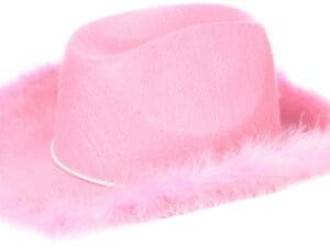 Pink Cowboy Hat with Pink Feather Boa Trim