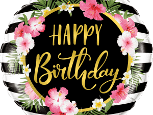 18" Hibiscus Happy Bday Balloon