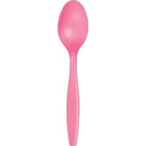 Touch of Color Premium Plastic Spoons, Candy Pink, 24 Ct
