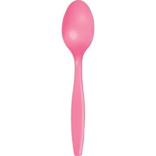 Touch of Color Premium Plastic Spoons, Candy Pink, 24 Ct