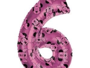 Minnie Mouse 6th #6 Sixth Pink and Black Birthday Forever 34" Mylar Balloon