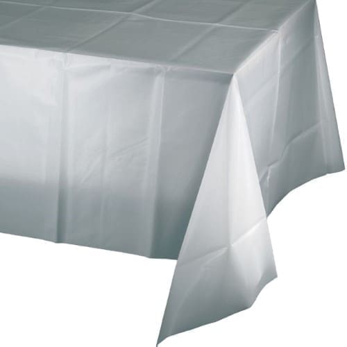 Creative Converting Shimmering Silver Rectangular Tablecover