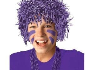 Team Spirit Fun Foil Wig, Purple