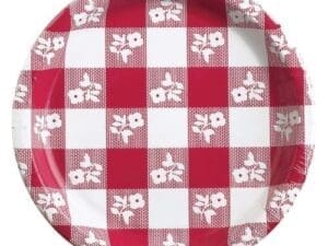 Creative Converting Paper Red Gingham 9" Round Dinner Plates, 8 Pack (5886)