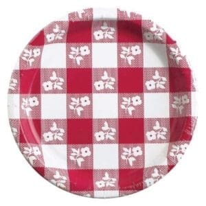 Creative Converting Paper Red Gingham 9" Round Dinner Plates, 8 Pack (5886)