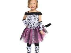 Toddler Girls Baby Pink Zebra Off Shoulder Tutu Dress up Halloween Costume S