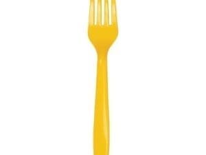 Touch of Color Premium Plastic Forks, School Bus Yellow, 24 Ct