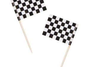 Checkered Toothpick Flags, 2.5", Black/White, 50 Ct