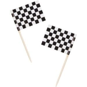 Checkered Toothpick Flags, 2.5", Black/White, 50 Ct