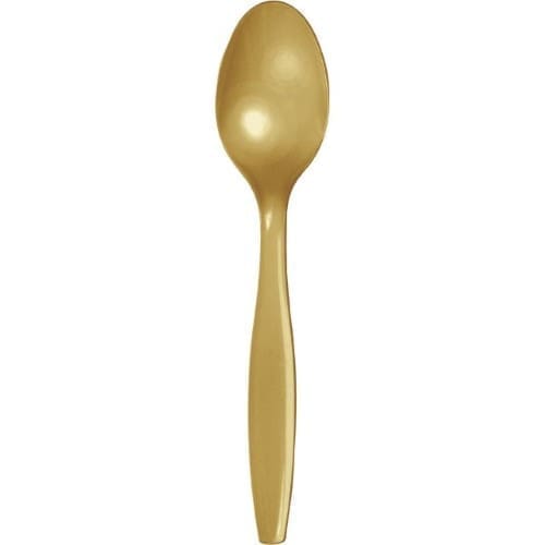 Touch of Color Glittering Gold Plastic Spoons, 24 Pack (010589),Size: Med