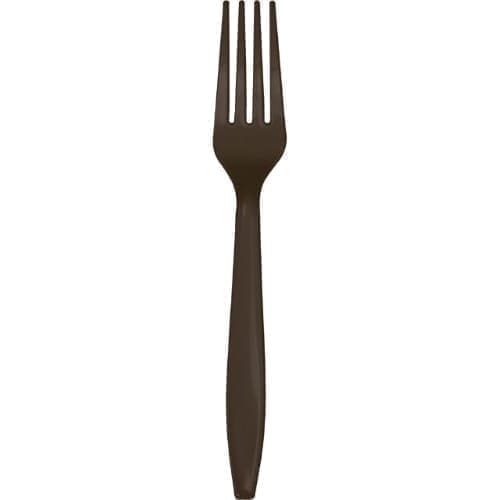 Touch of Color Premium Plastic Forks, Chocolate Brown, 24 Ct
