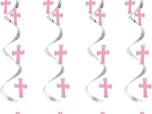 Pink and Silver Crosses Dizzy Danglers, 5pk