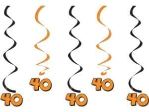 40th Birthday Dizzy Danglers, 5 Pk