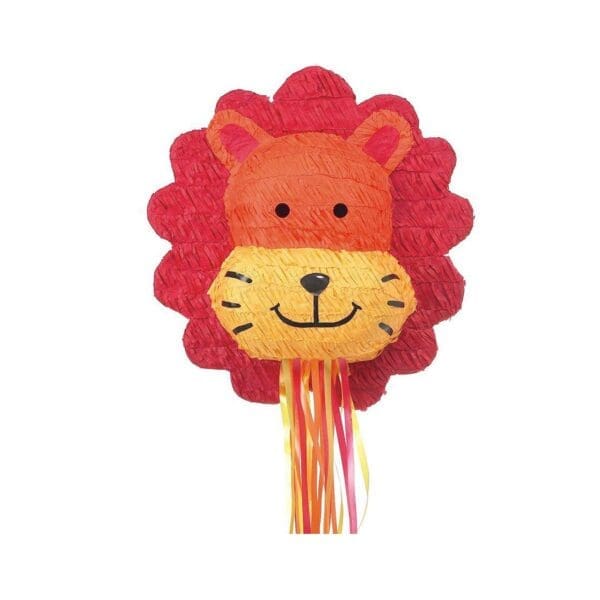 Lion Pinata, Pull String, Orange, 15.5in X 18in