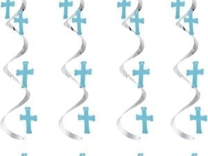 Pastel Blue and Silver Crosses Dizzy Danglers, 5pk