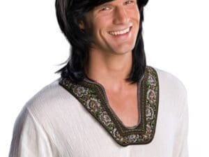 Adult Mens Black 70s Groovy Hippie Disco Costume Wig