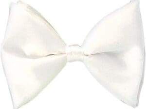 White Satin Bowtie Neckband Formal Bow Tie Tuxedo Accessory