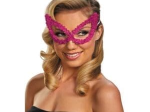 Adult Pink Masquerade Ball Costume Accessory Elegant Large Sequin Mask