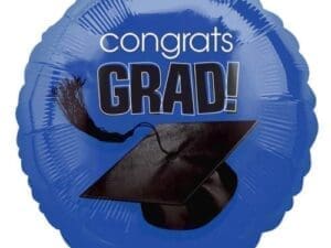 Amscan Anagram 14554 Congrats Grad - Bright Royal Blue Foil Mylar Party Balloon, 18", Multicolor, Pack of 1