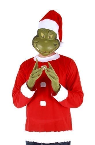 Adult Grinch Costume with Hat and Half Mask