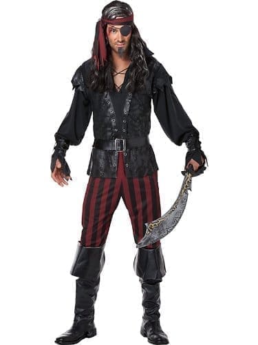 California Costumes Men's Ruthless Rogue Pirate Buccaneer Swashbuckler, Black/Red, Medium