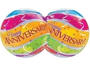 22 in. Anniversary Colorful Bands Bubble Balloon