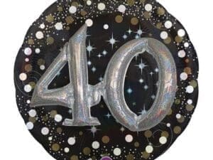 Price Includes Helium 40th Birthday Balloon 32in - 3D Sparkling Celebration, Party Supplies
