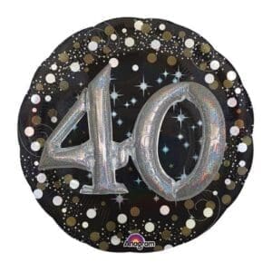 Price Includes Helium 40th Birthday Balloon 32in - 3D Sparkling Celebration, Party Supplies